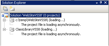 Projects are asynchronously open from source control with VS2005